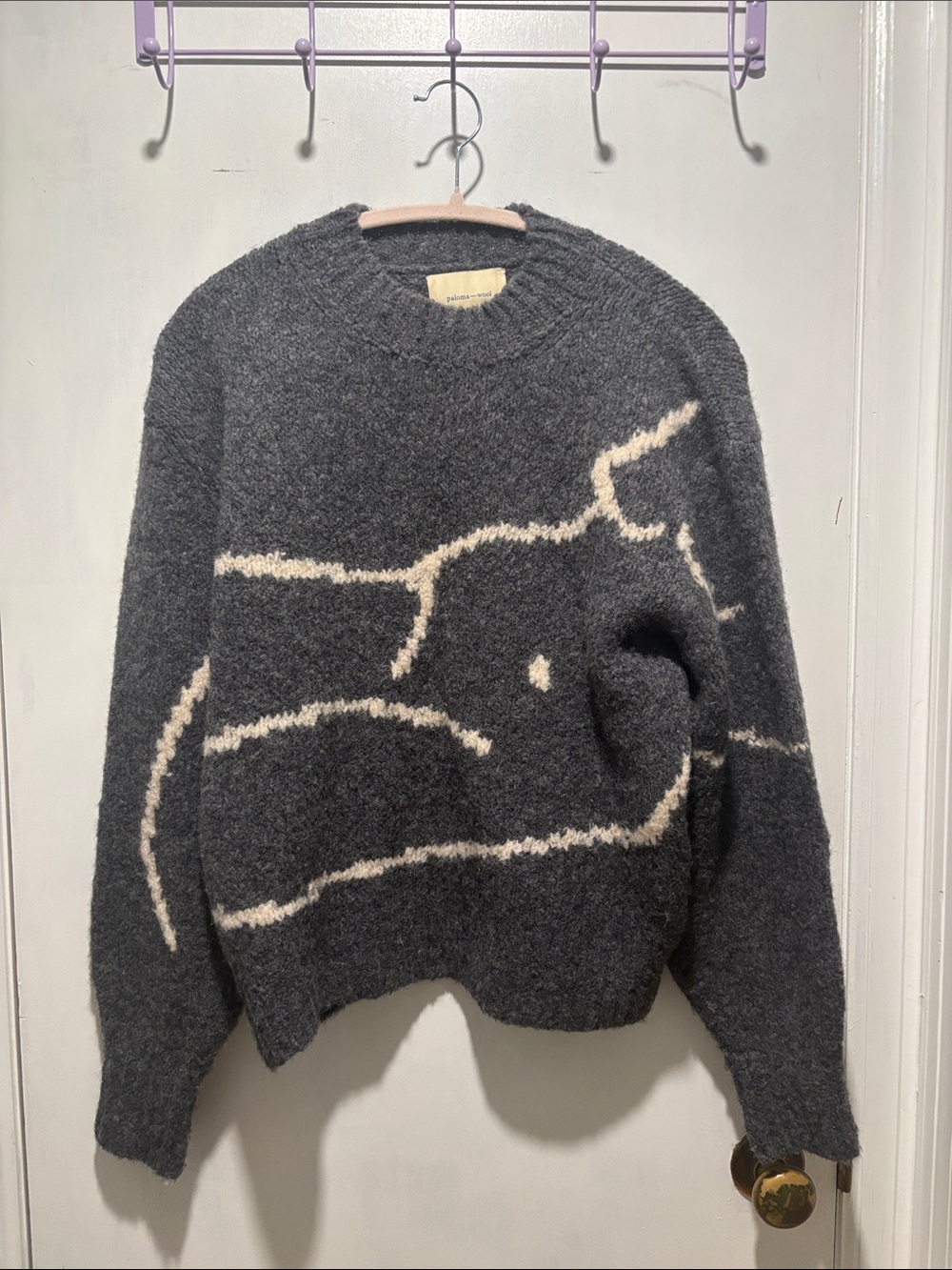 PALOMA WOOL Palmira abstract woman’s figure crewneck sweater wool alpaca blend